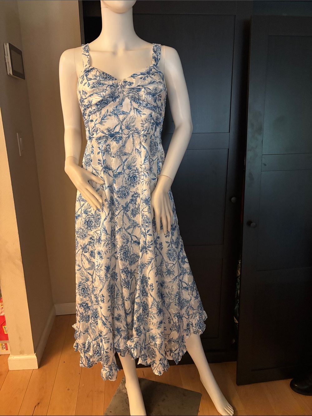 Hutch Blue and White Floral Midi Dress